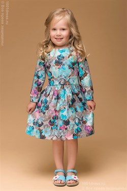 Детское платье с голубыми и розовыми цветами