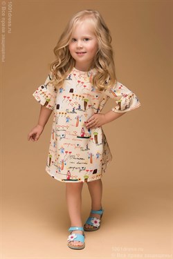 Детское платье цвета топленого молока с принтом