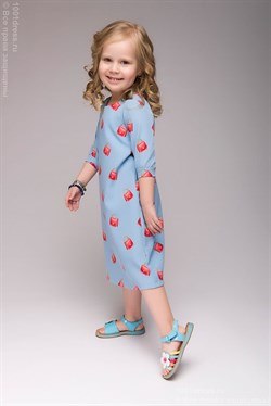 Детское голубое платье с принтом